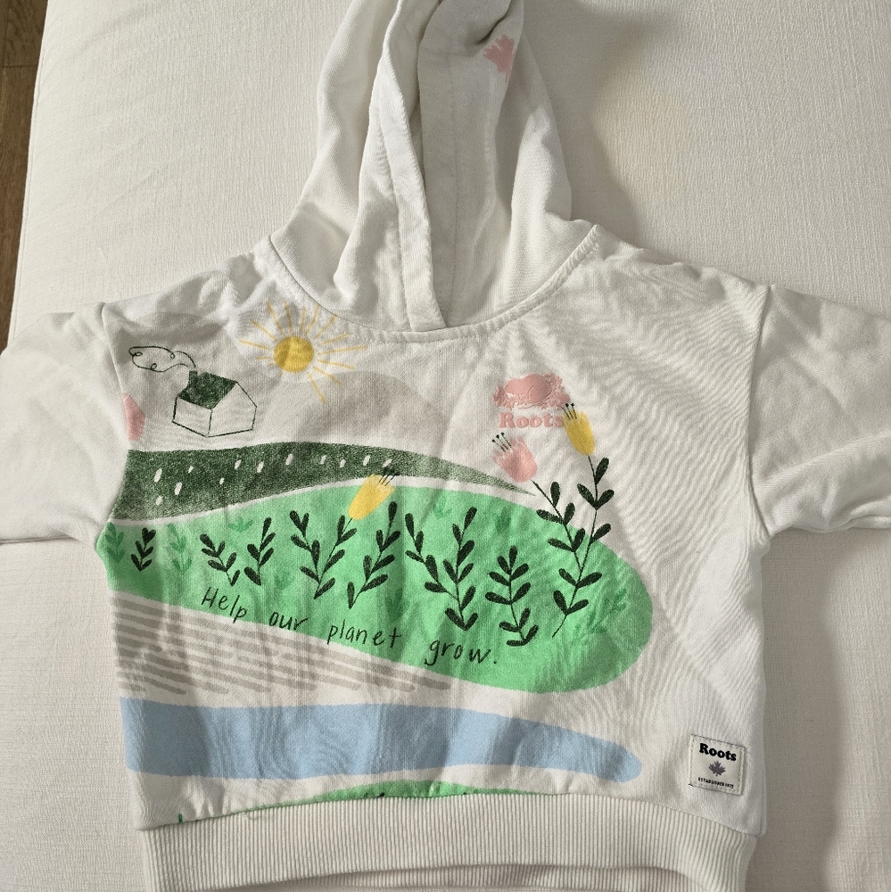 Roots Kids White Graphic Hoodie